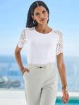 T-Shirt HEINE "Shirt", Damen, Gr. 38, wei&szlig; (ecru), 95% Viskose, 5% Elasthan,