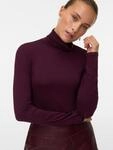 Langarmshirt VERO MODA "VMALBERTE LS ROLLNECK TOP JRS NOOS", Damen, Gr. XL, rot