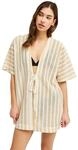 Blusenkimono ROXY "Moana Story", Damen, Gr. M, beige (pebble), Obermaterial: 50%