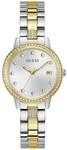 Quarzuhr GUESS "HEARTLESS", silber (silberfarben, goldfarben), Armbanduhren, Damen,