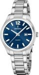 Quarzuhr FESTINA "Classic Steel", blau (silberfarben, blau, blau), Armbanduhren,