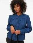 Hemdbluse VERO MODA "VMISELLE L/S SHIRT WVN BTQ", Damen, Gr. XS, schwarz denim, Web,