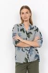 Kurzarmbluse SOYACONCEPT "SC-GINA 1", Damen, Gr. S, bunt (navy combi), Web,