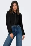 Hemdbluse ONLY "ONLMETTE PEARL LS SHIRT WVN", Damen, Gr. XS (34), schwarz, Web,