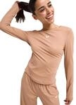Sporttop ROXY "Rise & Vibe", Damen, Gr. XS, beige (cafe au lait), Obermaterial:...