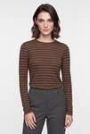 Longsleeve MARC O'POLO, Damen, Gr. XS, braun (schwarz braun), Single Jersey,