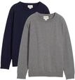 Strickpullover BONPRIX, Jungen, Gr. 128/134, grau (grau meliert, dunkelblau),