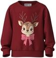 Sweatshirt NAME IT "NMFVERTRUD LS NREG SWEAT BRU", M&auml;dchen, Gr. 104, rot (rot...