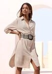 Longbluse BUFFALO, Damen, Gr. 46, beige (beige meliert), Web, Obermaterial: 100%
