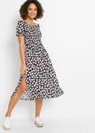 Midikleid BONPRIX, Damen, Gr. 38, N-Gr, Kurzarm, blau (dunkelblau gebl&uuml;mt),