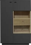 Highboard M&Auml;USBACHER, schwarz (anthrazit matt lack nb, eiche massiv geschruppt),