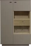 Highboard M&Auml;USBACHER, braun (taupe matt lack nb, eiche massiv geschruppt), B:103cm