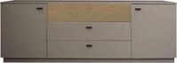 Lowboard M&Auml;USBACHER, beige (taupe matt lack nb, eiche massiv geschruppt), B:207cm