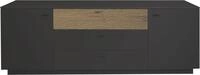 Lowboard M&Auml;USBACHER, schwarz (anthrazit matt lack nb, eiche massiv geschruppt),