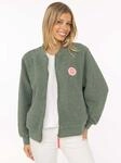 Bomberjacke ZWILLINGSHERZ "Good Vibes", Damen, Gr. S, salbei, Boucl&eacute;,...