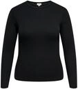 Langarmshirt ONLY CARMAKOMA "CARVAL L/S O-NECK TOP JRS NOOS", Damen, Gr. L, schwarz,
