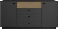 Sideboard M&Auml;USBACHER, schwarz (anthrazit matt lack nb, eiche massiv geschruppt),