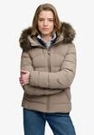 Steppjacke SUPERDRY "HOOD FAUX FUR FUJI PADDED JKT", Damen, Gr. XS, fallen rock