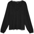 Shirtbluse VERO MODA "VMCBELLA LS LACE TOP WVN NOOS CUR", Damen, Gr. 48, schwarz,