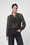 Langarmbluse MONARI "Bluse Punktedruck allover", Damen, Gr. 34, schwarz-wei&szlig;
