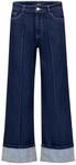 Culotte ZERO "Used Look-Jeans mit Biesen Style Witney", Damen, Gr. 38, EURO, blau