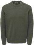 Rundhalspullover ONLY & SONS "ONSJAMES RLX CREW KNIT", Herren, Gr. S, gr&uuml;n...