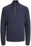 Troyer JACK & JONES "JJBLAKE KNIT HALF ZIP", Herren, Gr. L, blau (navy blazer),