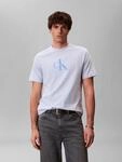 T-Shirt CALVIN KLEIN "SS Hero Monologo Tee 20s", Herren, Gr. M, blau (breezy...