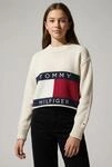 Strickpullover TOMMY HILFIGER, M&auml;dchen, Gr. 10 (140), ivory silk, Strick,