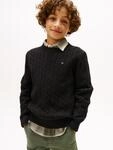 Strickpullover TOMMY HILFIGER "COTTON CABLE SWEATER", Jungen, Gr. 5 (110),...