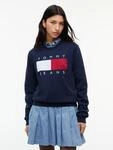 Sweatshirt TOMMY JEANS "TJW REG FLAG CREW", Damen, Gr. M (40), blau...