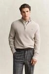 Troyer GANT "MICRO TEXTURED COTTON HALF ZIP", Herren, Gr. M, beige (clay beige),