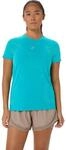 Laufshirt ASICS "ROAD SEAMLESS SS TOP", Damen, Gr. XL, blau (energy aqua),
