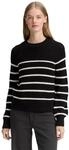 Strickpullover TOM TAILOR DENIM, Damen, Gr. L (40), wei&szlig; (placed schwarz, wei&szlig;
