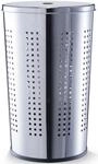 W&auml;schetonne ZELLER PRESENT, grau, B:35,5cm H:58cm T:35,5cm &Oslash;:35,5cm, Edelstahl,
