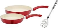 Pfannen-Set GSW "CERAMICA beige", rot, &Oslash;:28cm, Pfannen, Pfannen-Set, Induktion