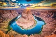 Fototapete PAPERMOON "Horseshoe Bend", bunt, B:3,5m L:2,6m, Vlies, Tapeten,
