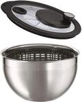 Salatschleuder R&Ouml;SLE, silber (edelstahlfarben), H:25,5cm &Oslash;:24cm, Edelstahl, Glas,