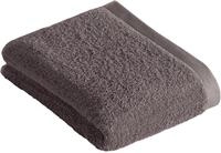 Badetuch VOSSEN "High Line", grau (grau, braun), B:67cm L:140cm, Walkfrottee,