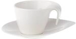 Tasse VILLEROY & BOCH "Espressotasse mit Untertasse Flow 100 ml wei&szlig;", wei&szlig;,