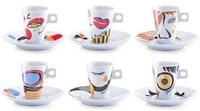 Espressotasse ZELLER PRESENT "Faces", bunt, 12 Stk., Porzellan, Trinkgef&auml;&szlig;e,