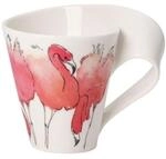 Becher VILLEROY & BOCH "Becher mit Henkel NewWave Caff&egrave; 300 ml wei&szlig;-rosa", bunt