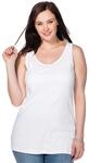 Tanktop SHEEGO, Damen, Gr. 40, wei&szlig;, 100% Baumwolle, unifarben, V-Ausschnitt, Tops