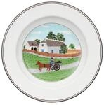 Suppenteller VILLEROY & BOCH "Suppenteller Bauer Design Naif &oslash; 21 cm bunt", bunt,
