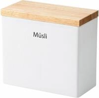 Vorratsdose CONTINENTA, wei&szlig;, B:10cm H:18,5cm L:20cm, Holz teilmassiv, Keramik,