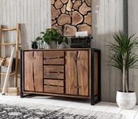 Sideboard SIT "Florenz Akazienholz Kommode mit Baumkante & Metallgestell", beige