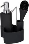 Sp&uuml;lmittelspender WENKO "Modell Empire", grau (schwarz, edelstahlfarben), B:11cm