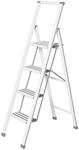 Trittleiter WENKO "Modell Alu-Design", grau (wei&szlig;, grau), B:44cm H:153cm L:5,5cm,