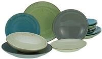 Tafelservice CREATABLE "Geschirr-Set NATURE COLLECTION", bunt (grau, blau, gr&uuml;n,