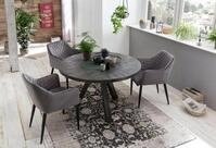 Esstisch SIT "Hanoi rund aus Mangoholz 120 cm Massivholz Vintage Industrial", grau